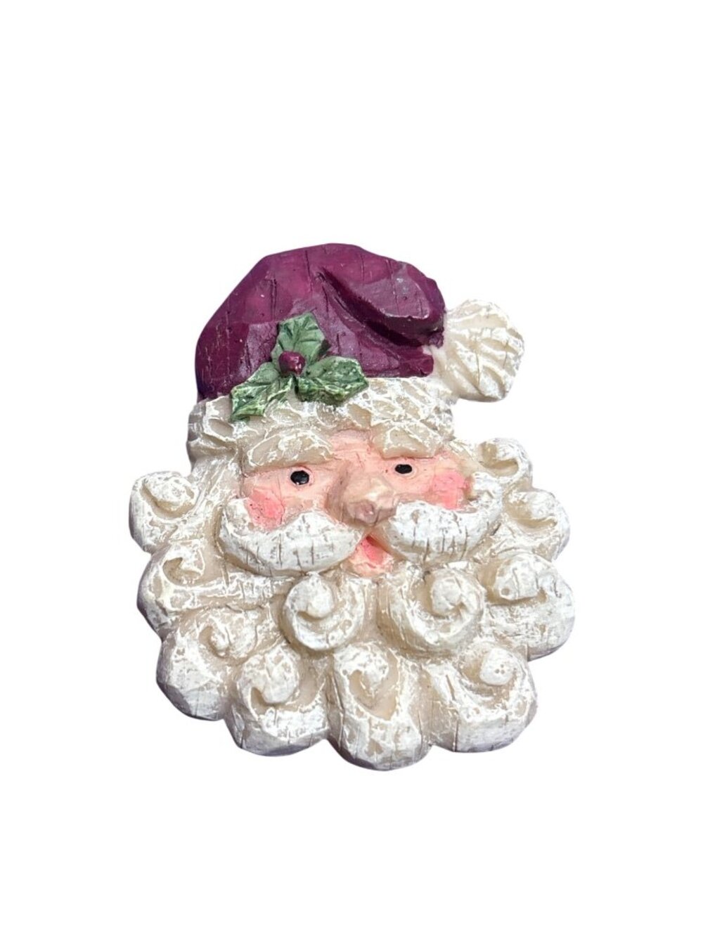 Vintage Resin Santa Claus Lapel Tack Pin Rustic 2.25 inches